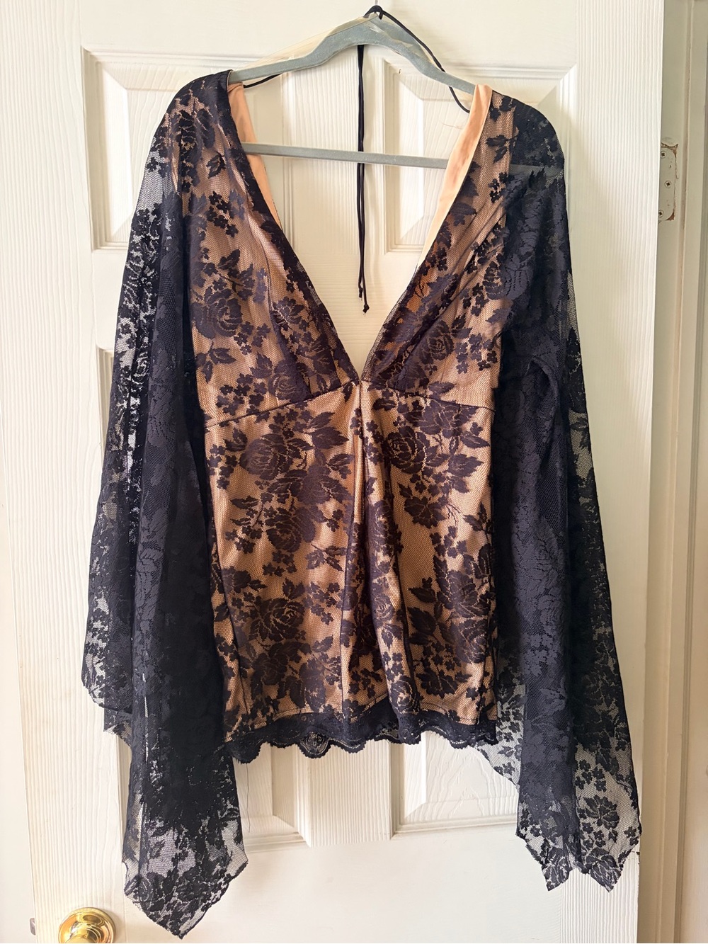 Black Lace Overlay V-Neck Women's Romper